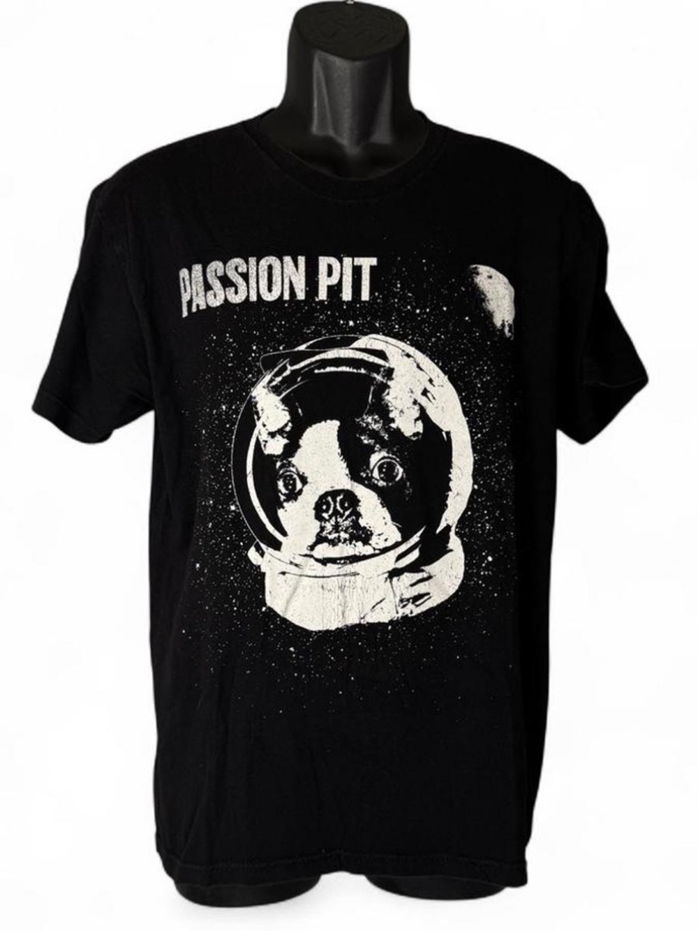 Passion Pit "Galaxy Dog" black band t-shirt Boston Terrier space helmet men’s M